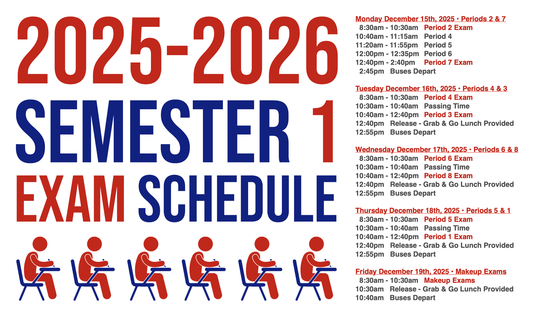 Semester 1 Exam Schedule