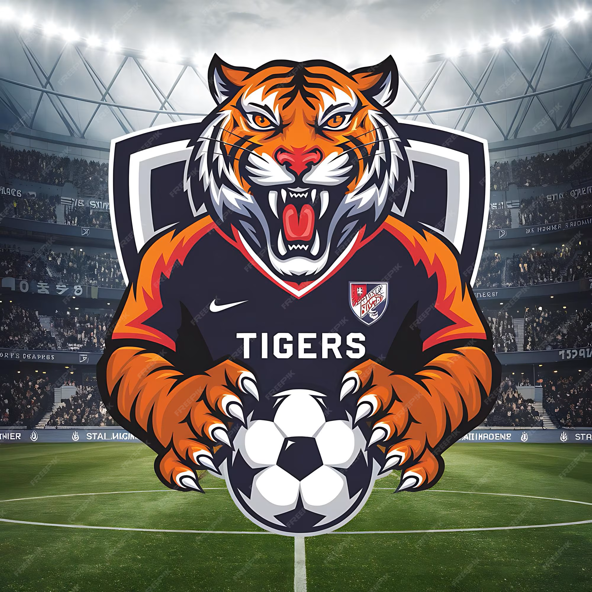 Tiger holding a soccer ball