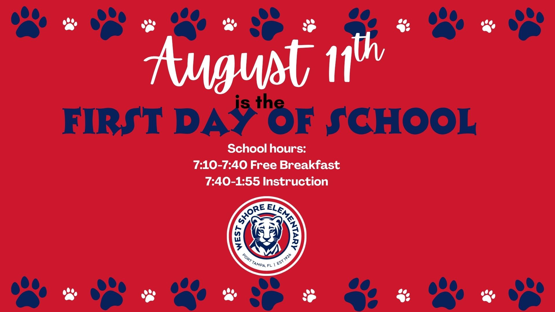 August 11th is the first day of school