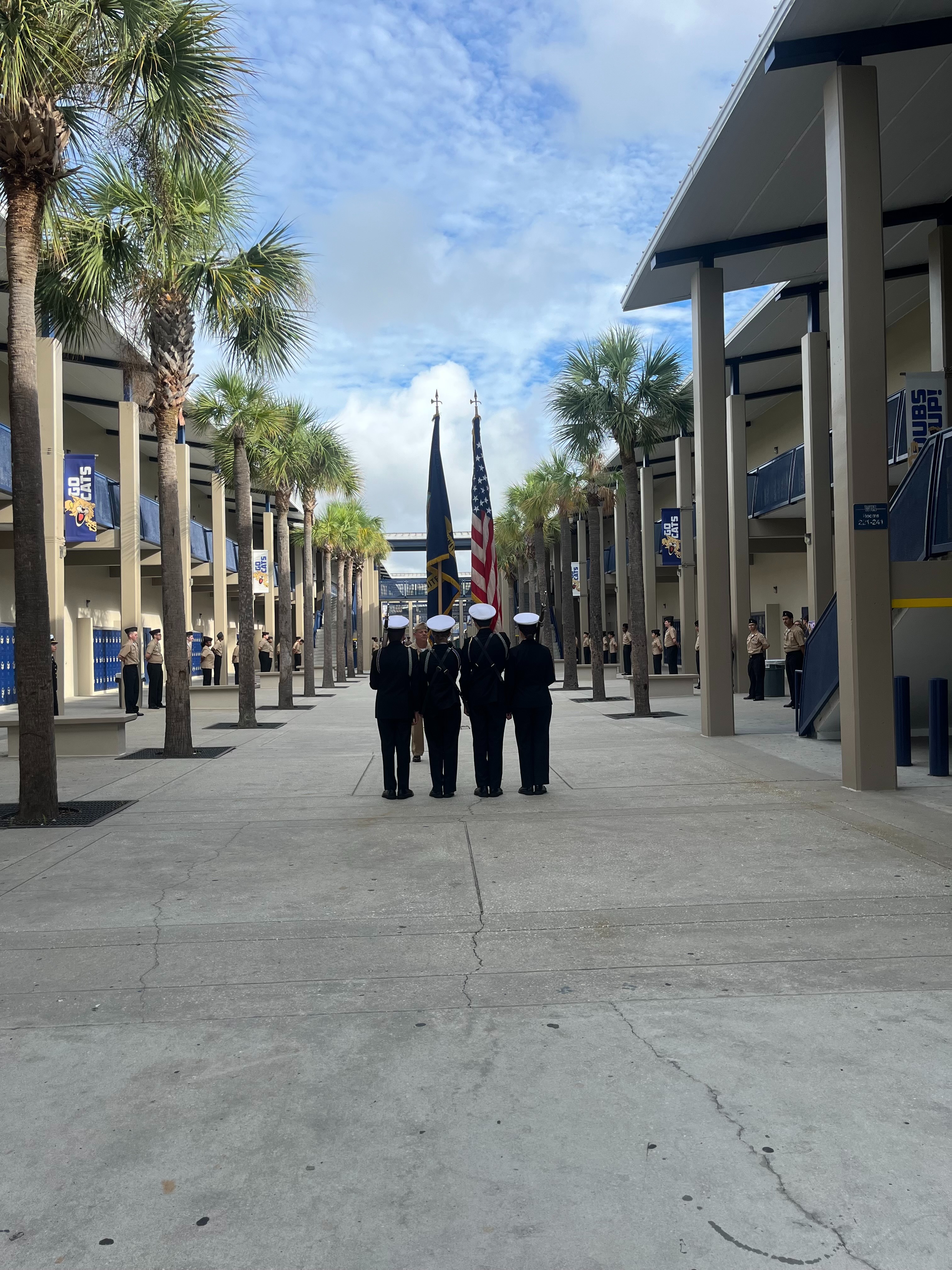 Color Guard Cadets line the hall for 911 Ceremony 