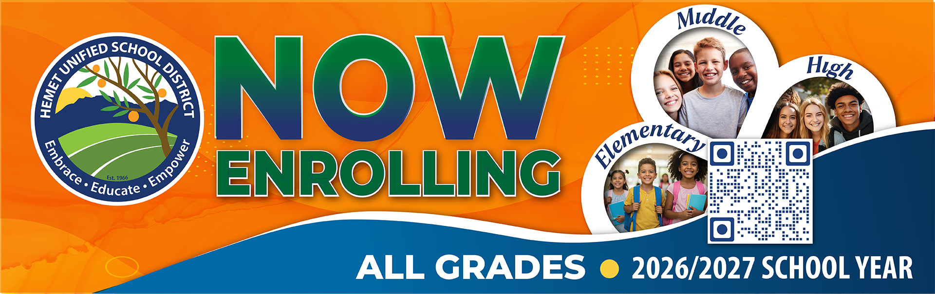 New Enrollment Announcement for the 26-27 school year. Now enrolling all grade levels!