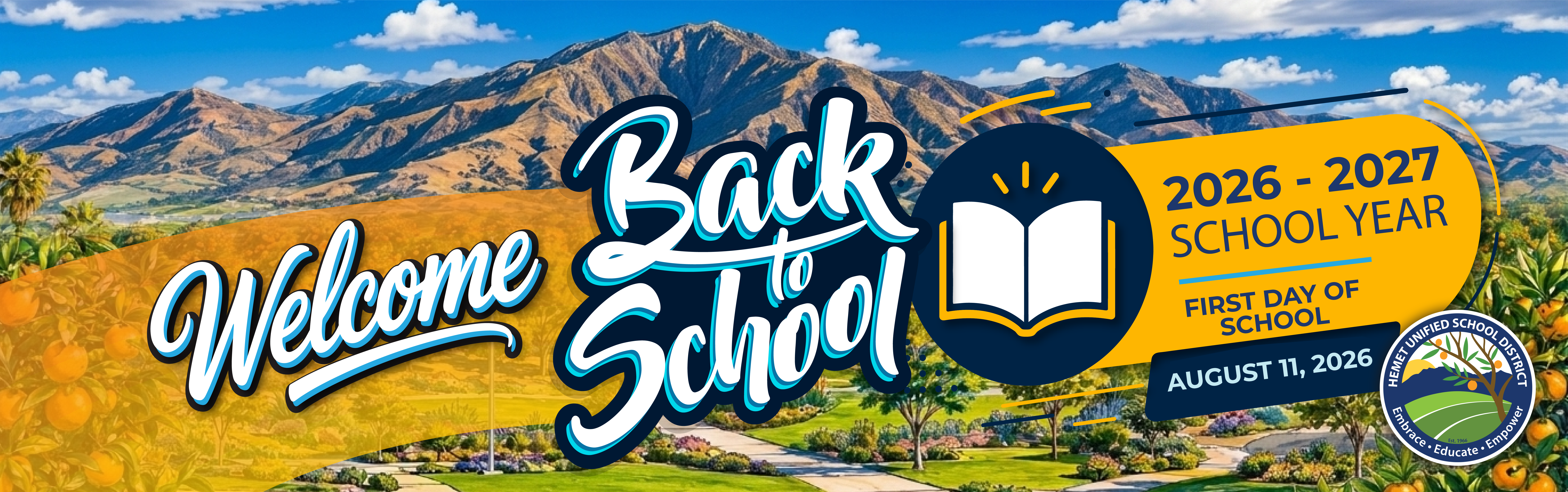 Back to School Banner. First day August 11, 2026