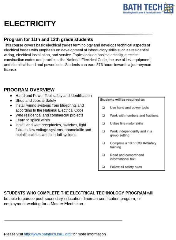 electricity one page description