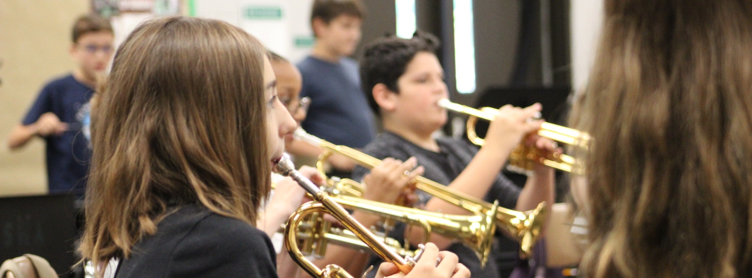 students perform on their instruments during a band performance