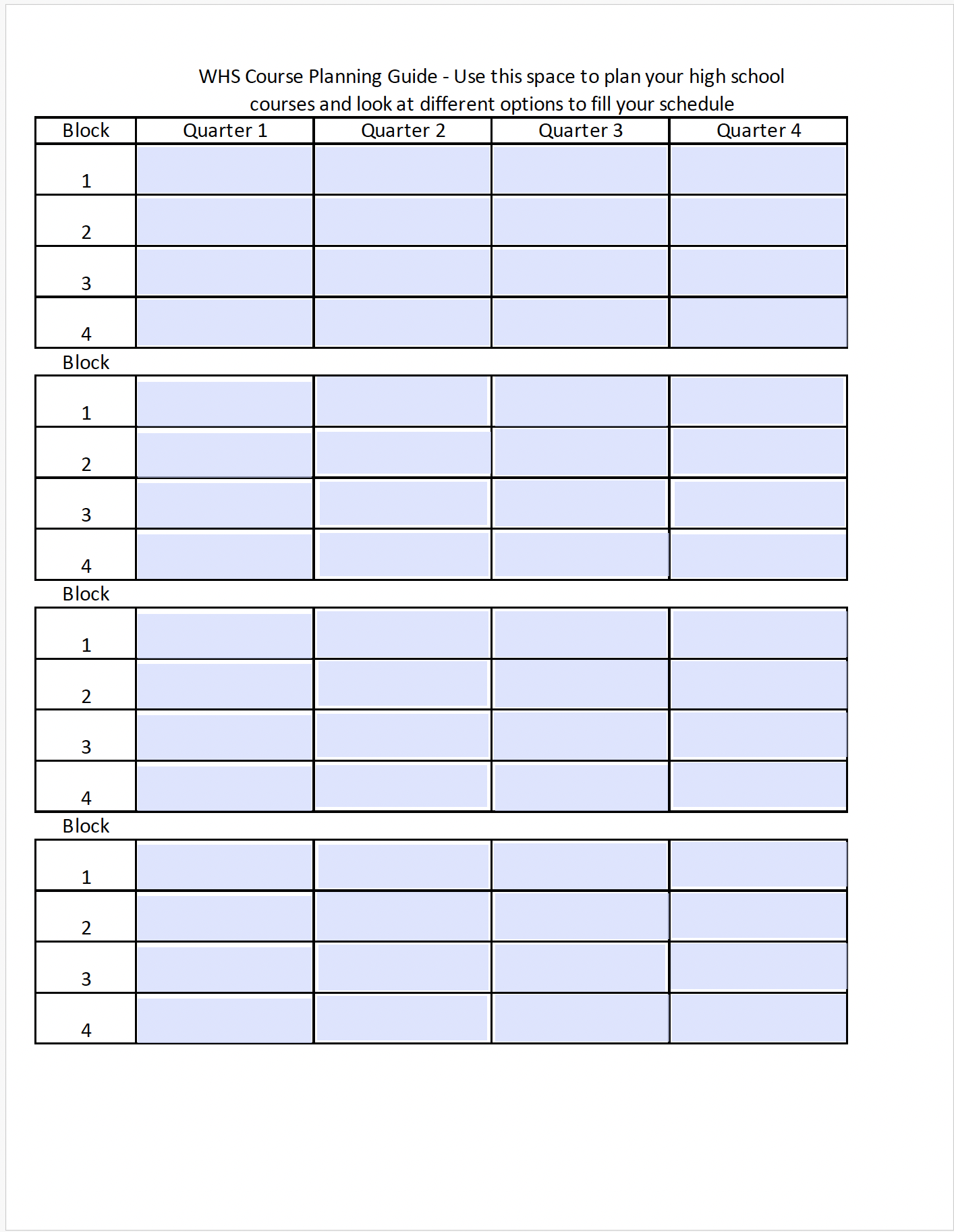 Open planning sheet