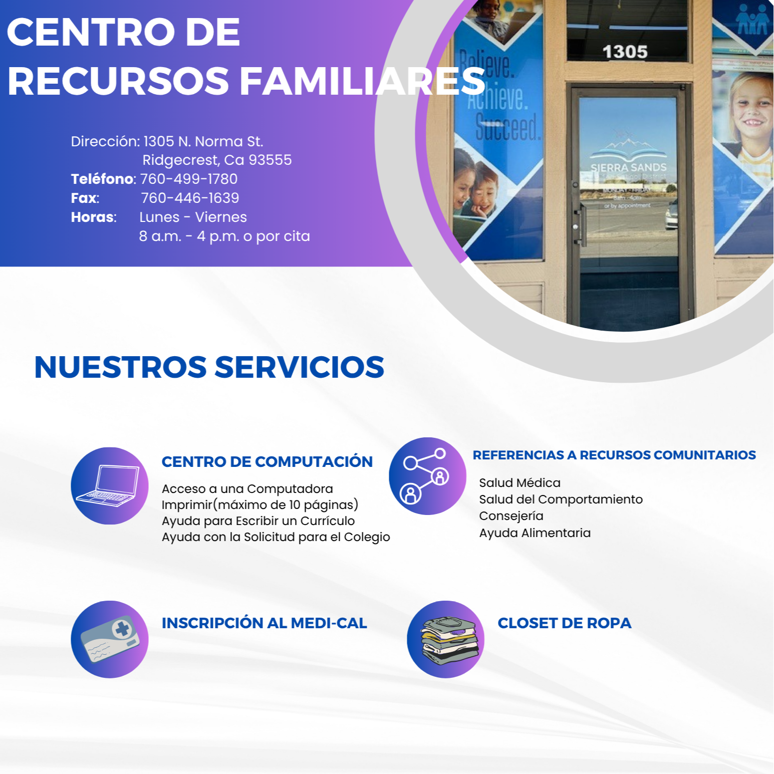 Family Resource Center flyer 760-499-1780