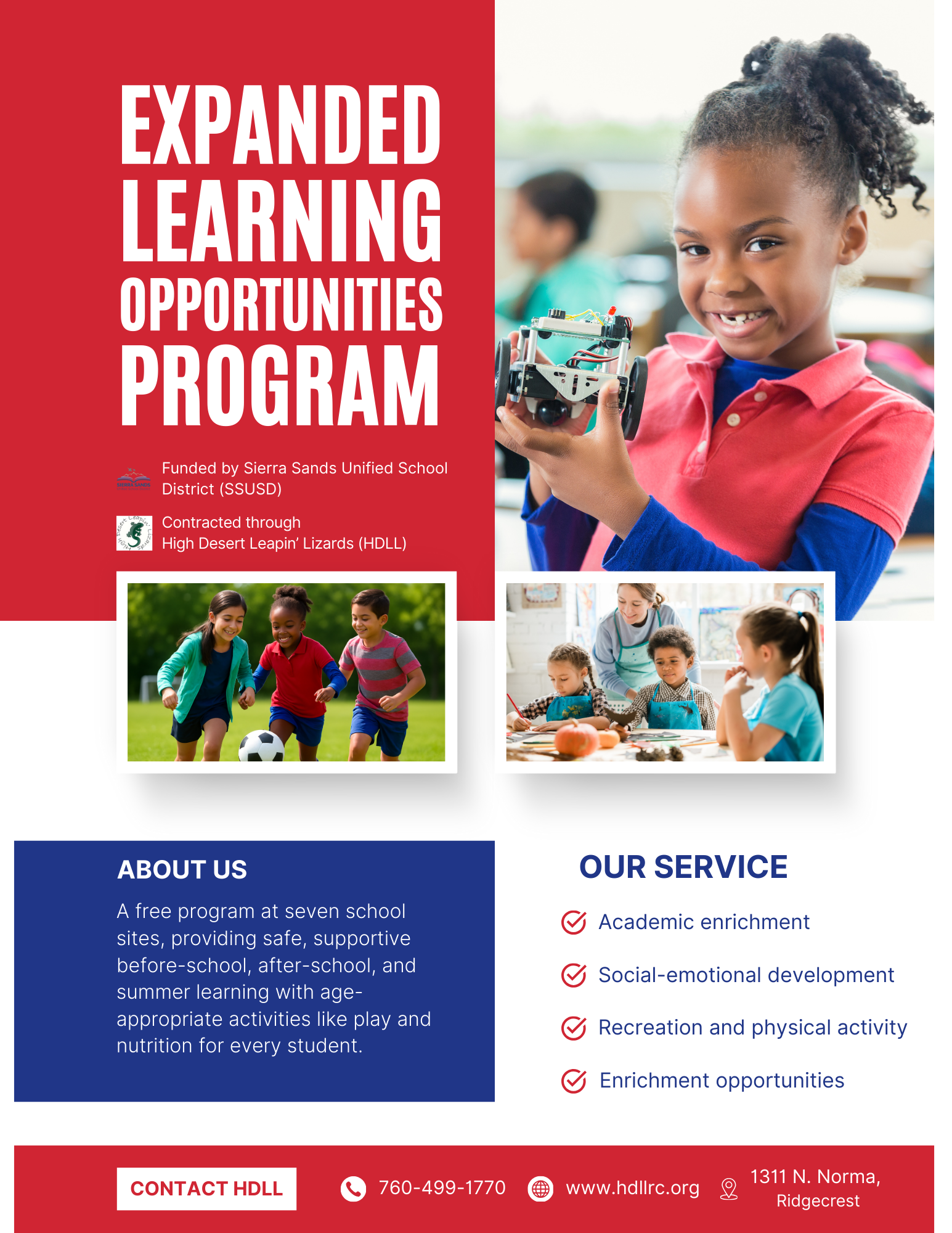 colorful flyer with children in after school program