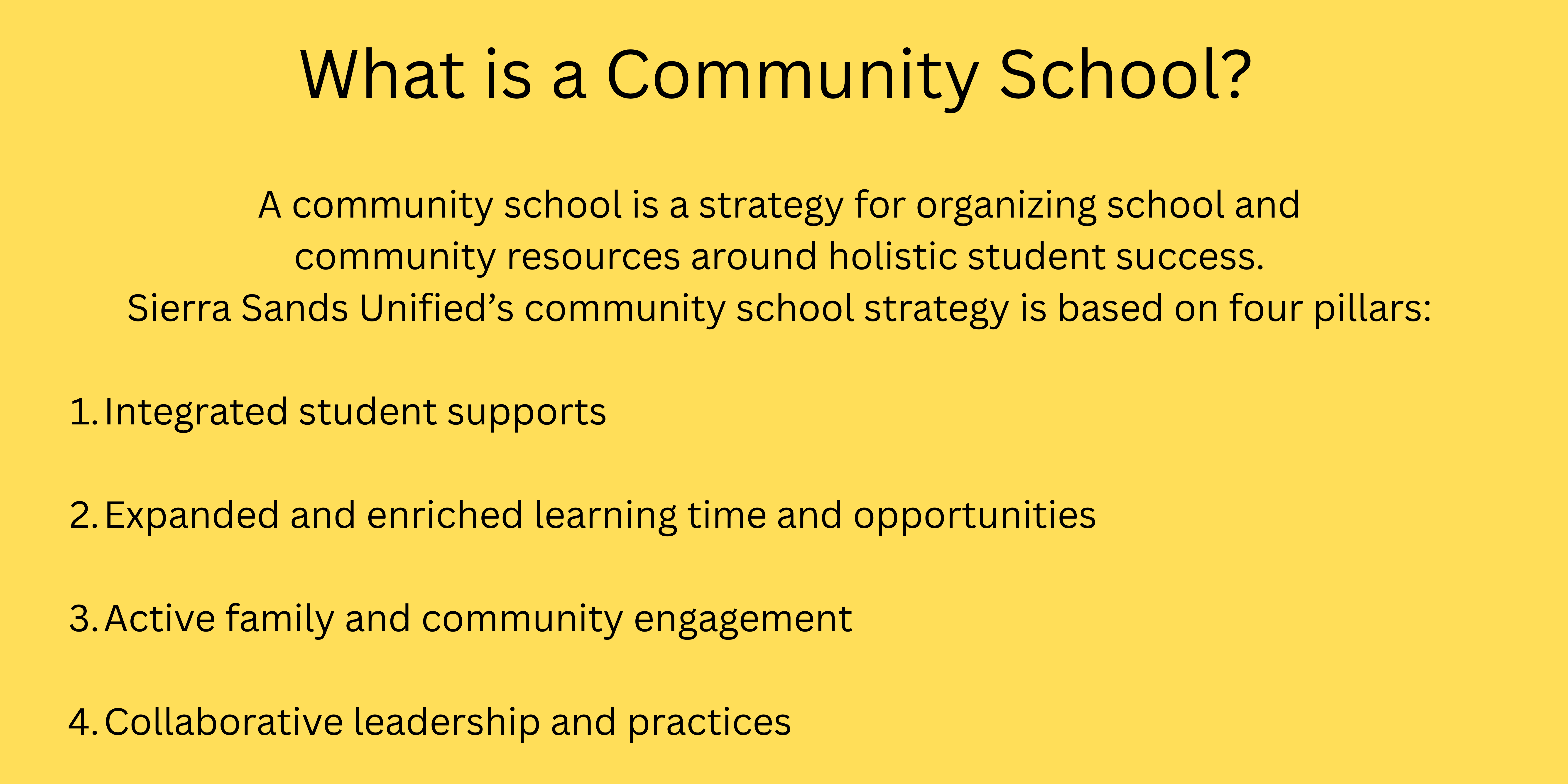 yellow banner describing what is a Community School