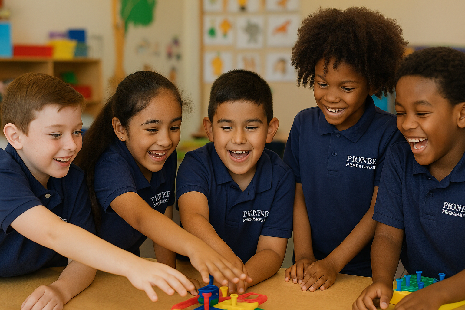 kids smiling in class