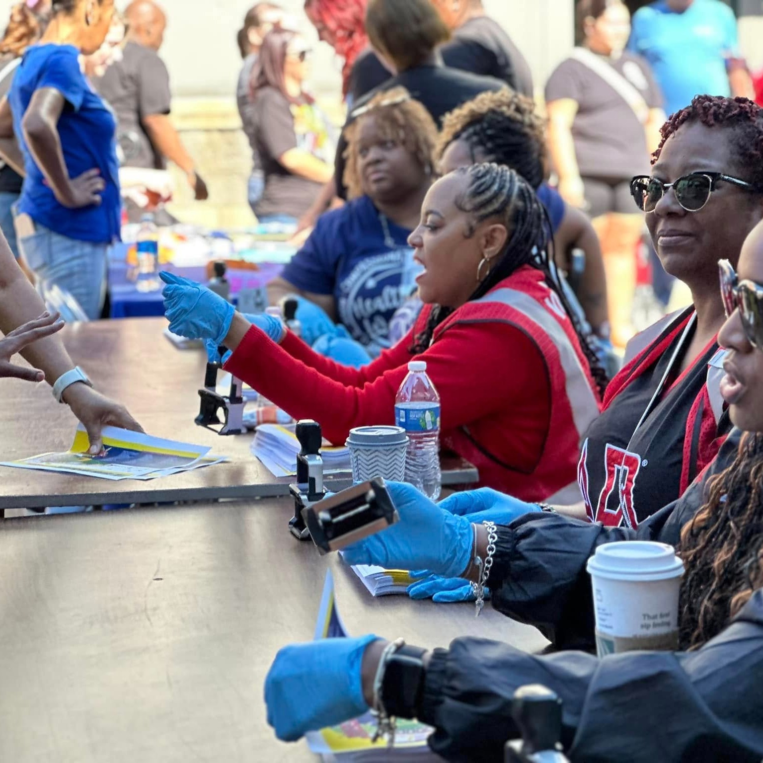 Staff helping at a school event