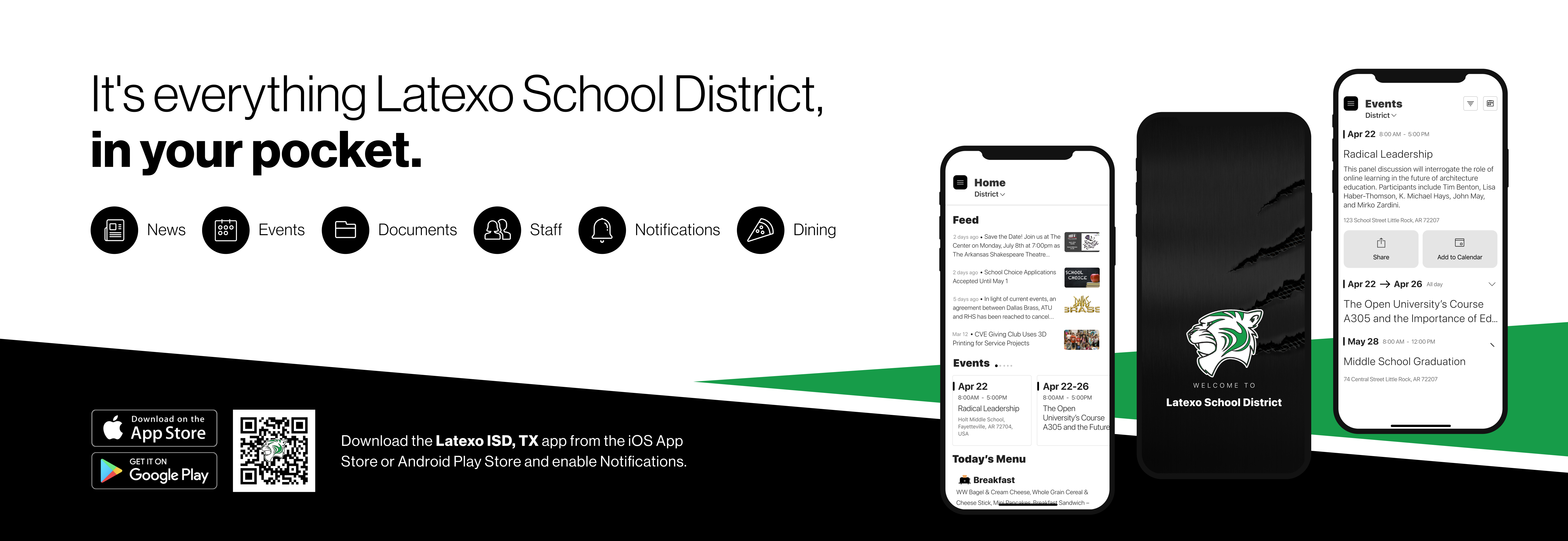 It's everything Latexo School District, in your pocket. News 88° Events Documents Staff Notifications .. Dining Download on the App Store GET IT ON Google Play Download the Latexo ISD, TX app from the iOS App Store or Android Play Store and enable Notifications.
