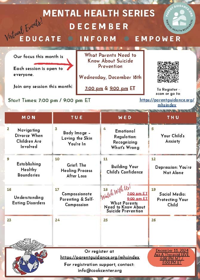 Hamilton Mental Health Monthly Calendar