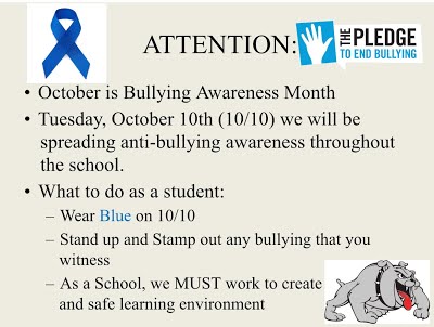 The Pledge to end bullying information.