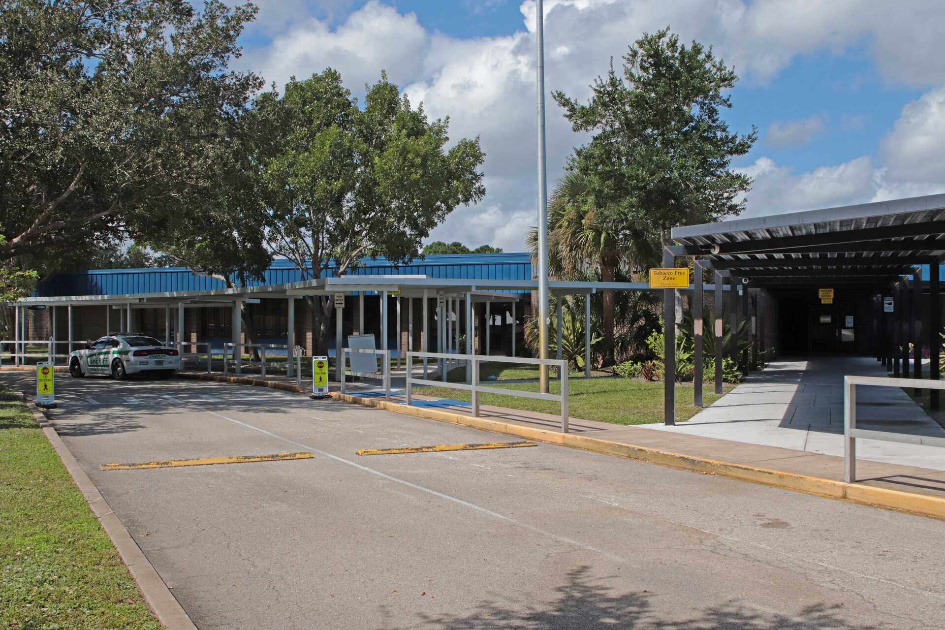front of school building