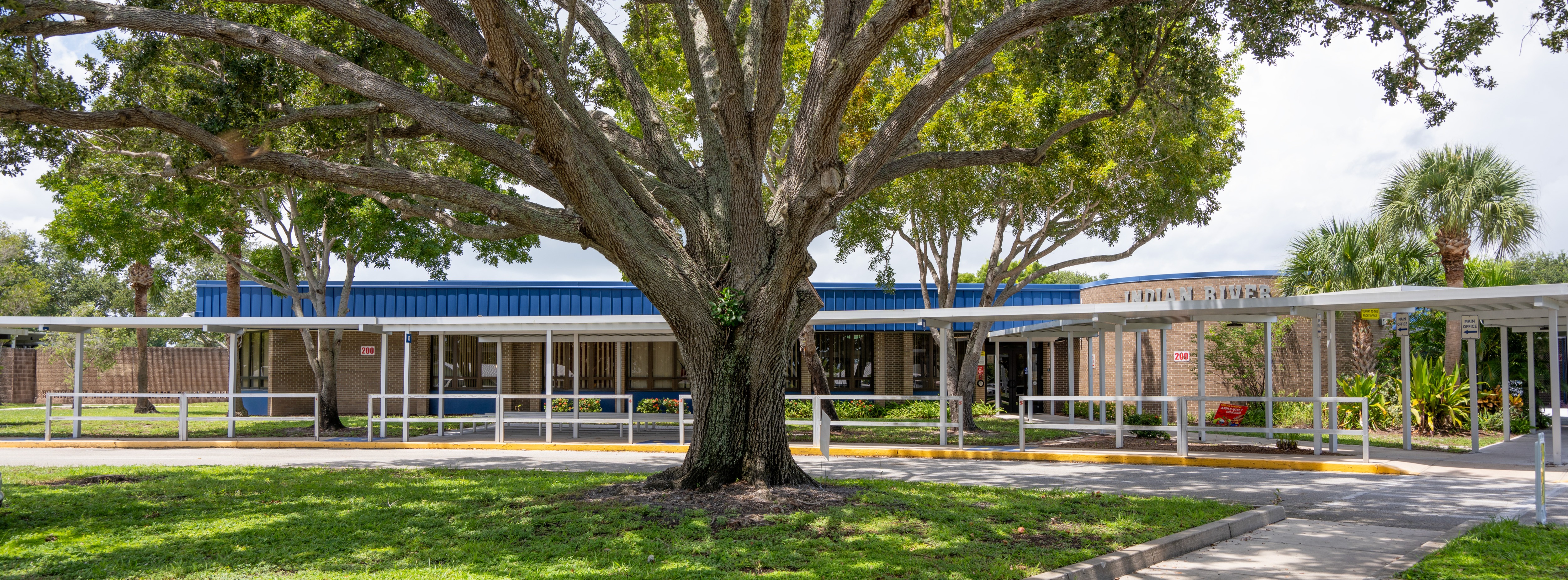 front of school building