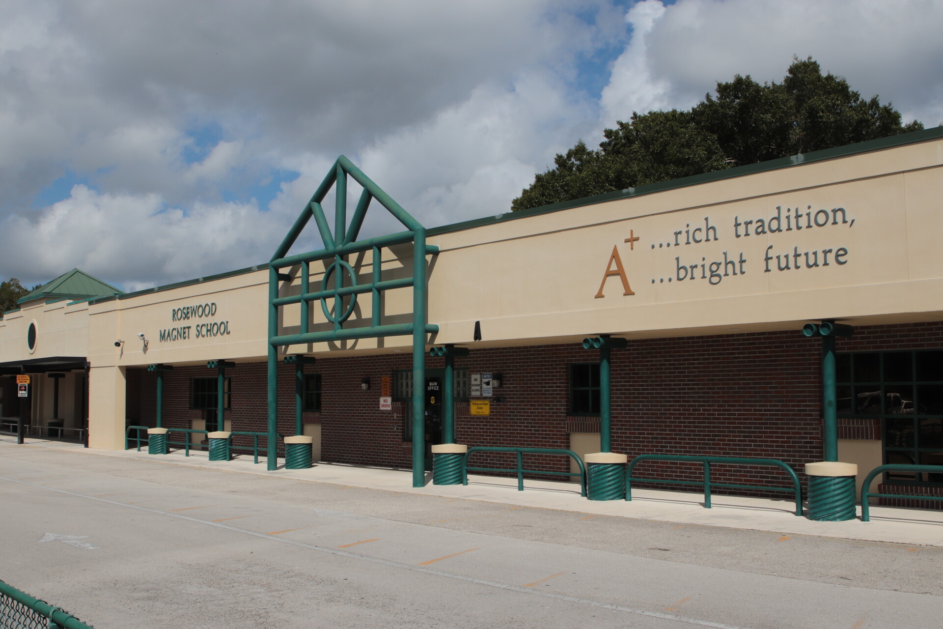 front of school building