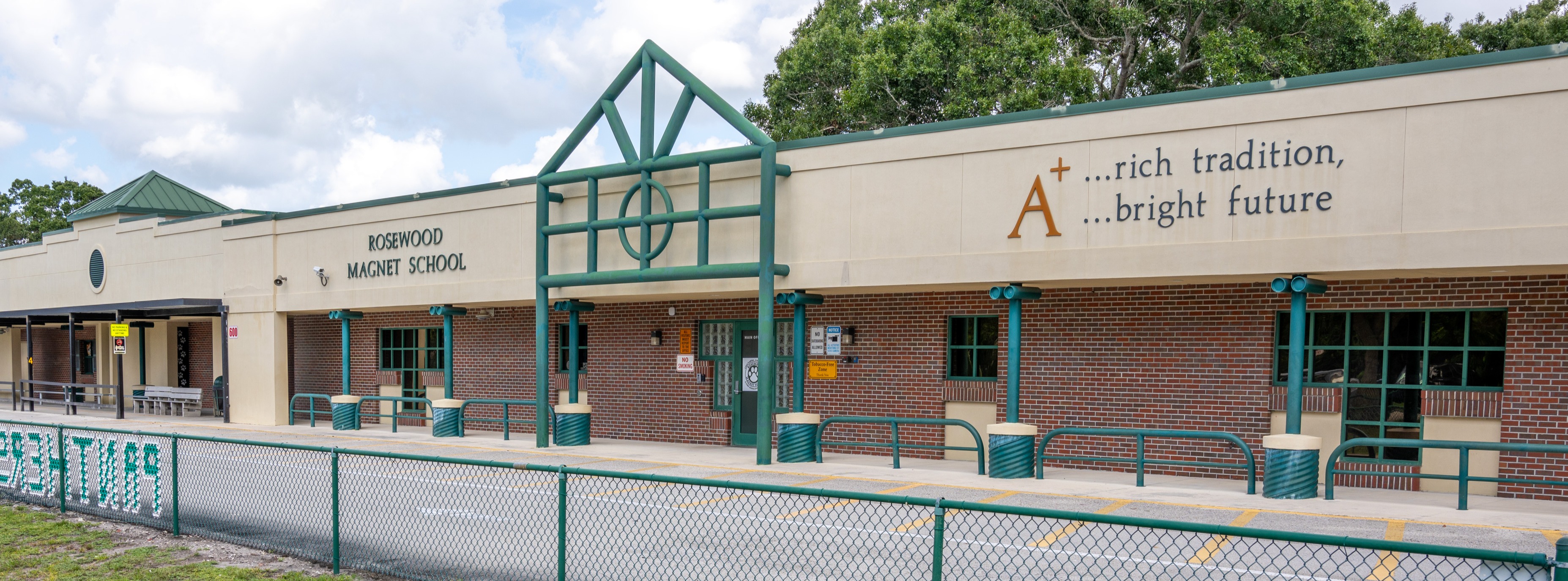 front of school building