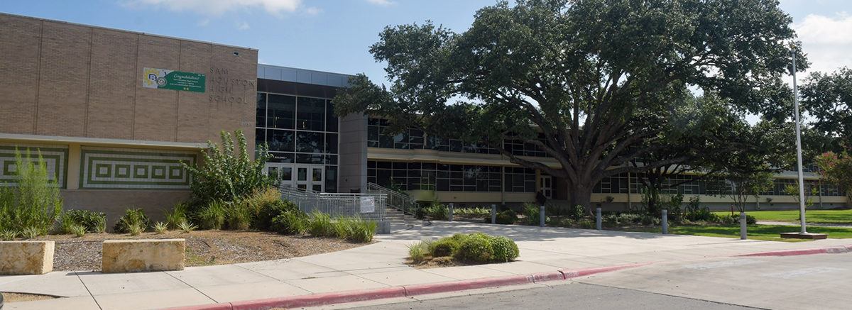 Front Entrance of Sam Houston High School