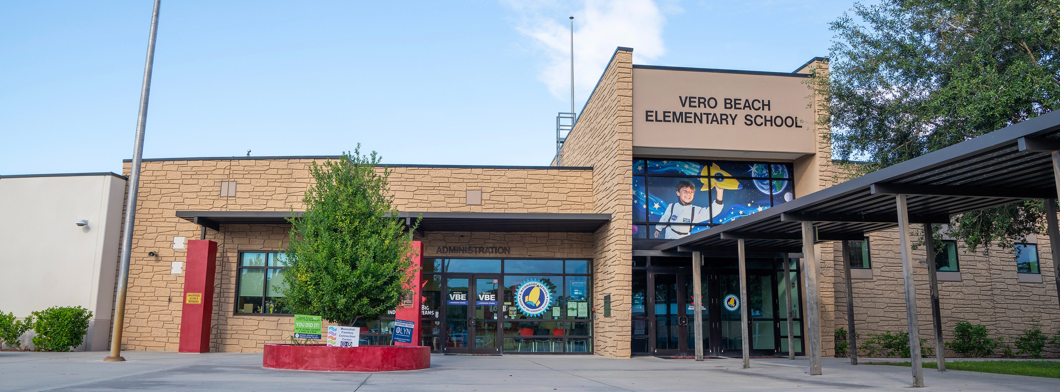 front of school building