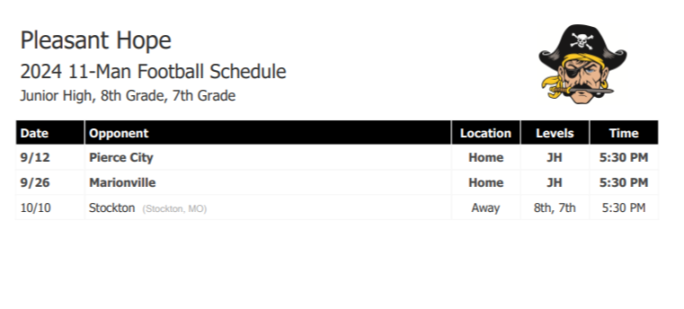 MS Football Schedule