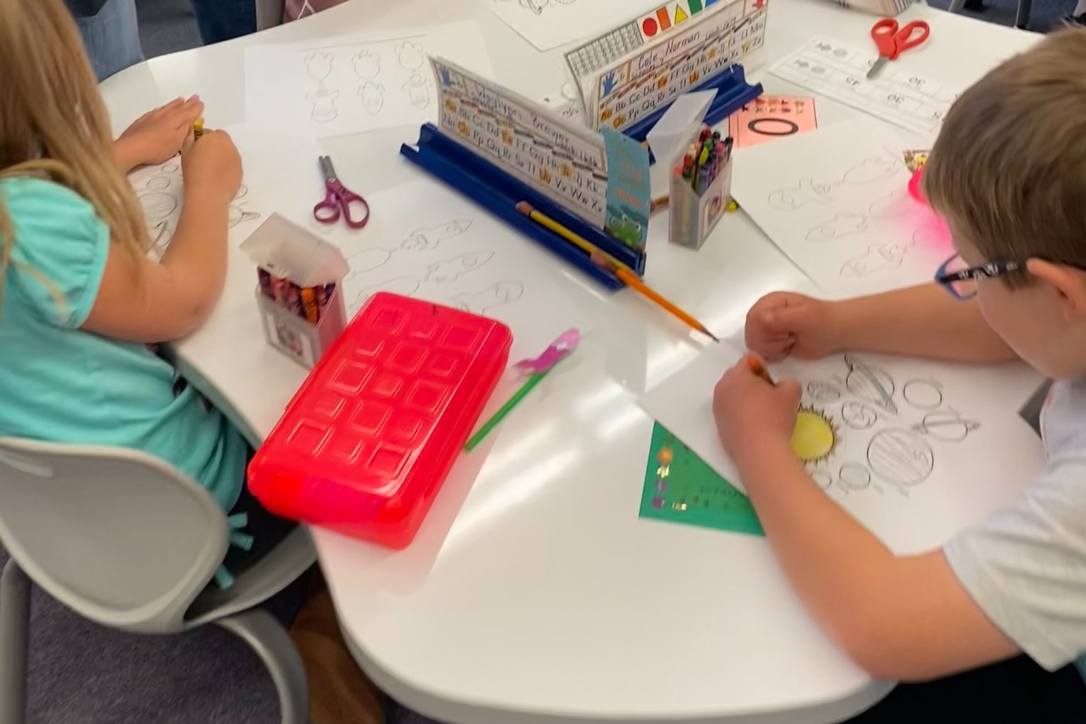 Students working on crafts