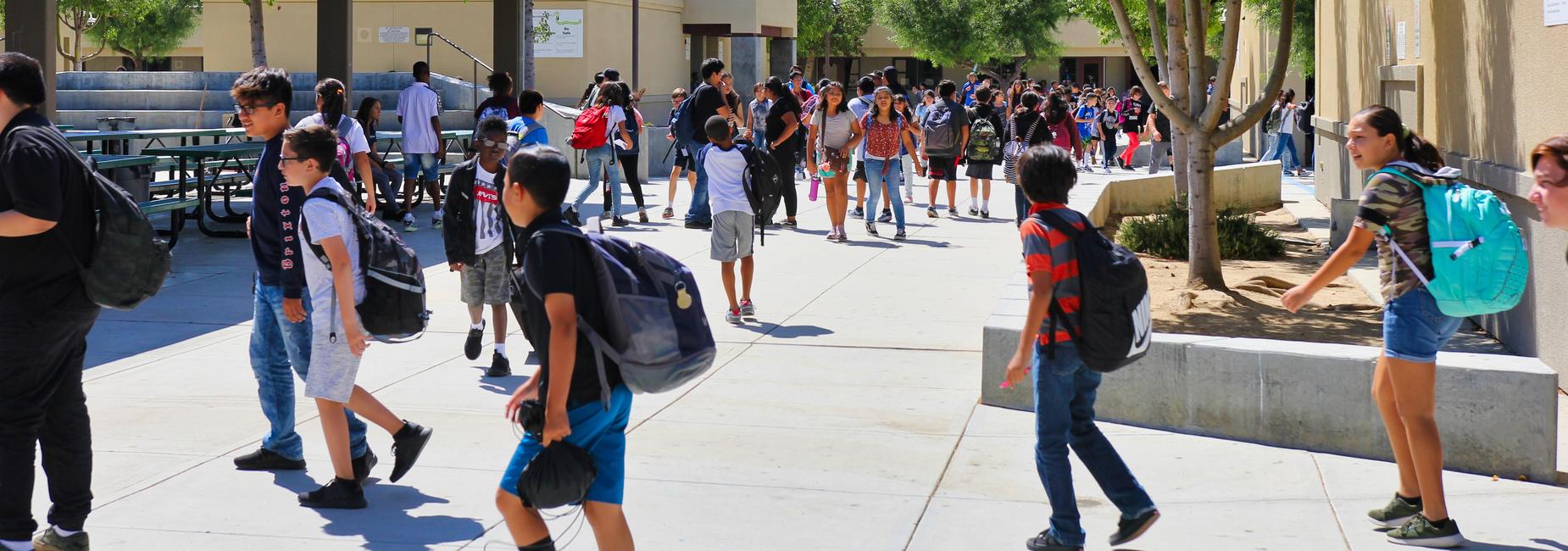 students walking