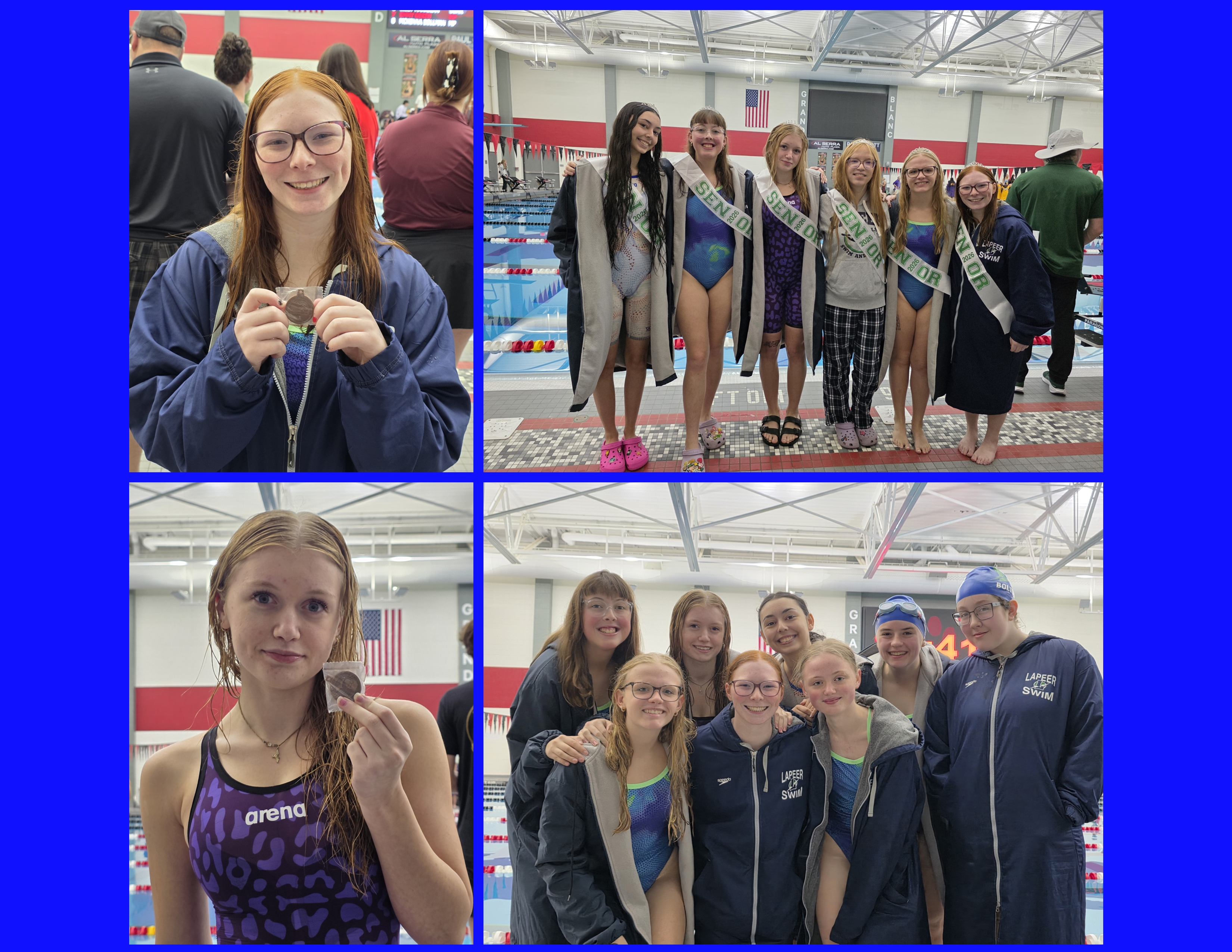 Lapeer girls swim and dive SVL championship collage