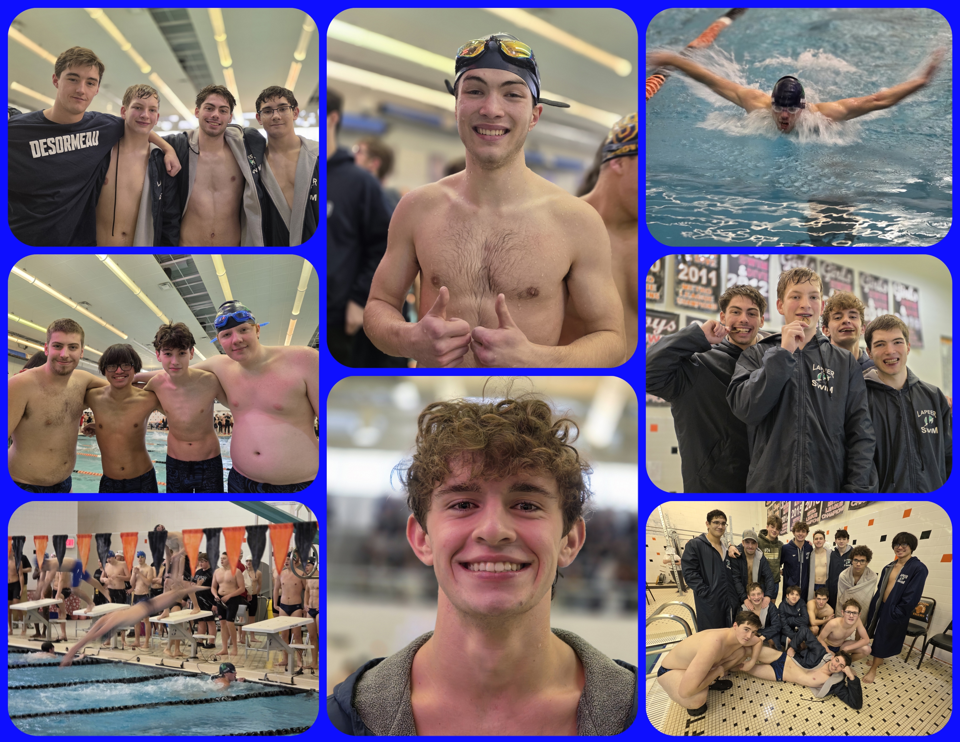 Lapeer boys swim and dive photo collage from county meet