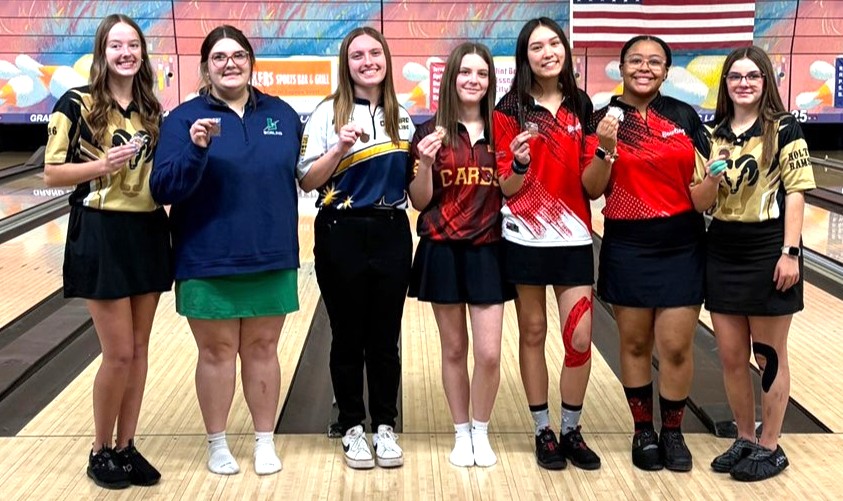 Girls bowling state qualifiers, including Lapeer's Isabellah Asaro.
