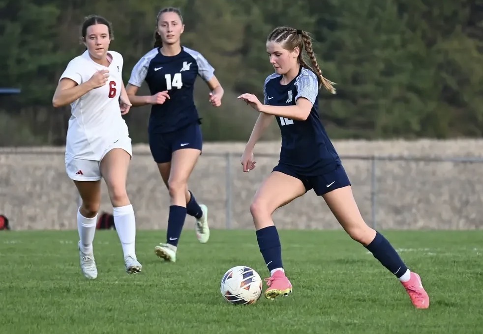 Lapeer girls soccer players in action