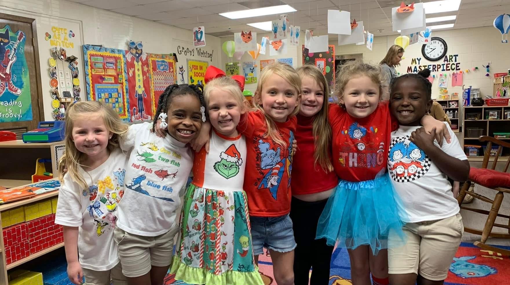kids standing in classroom
