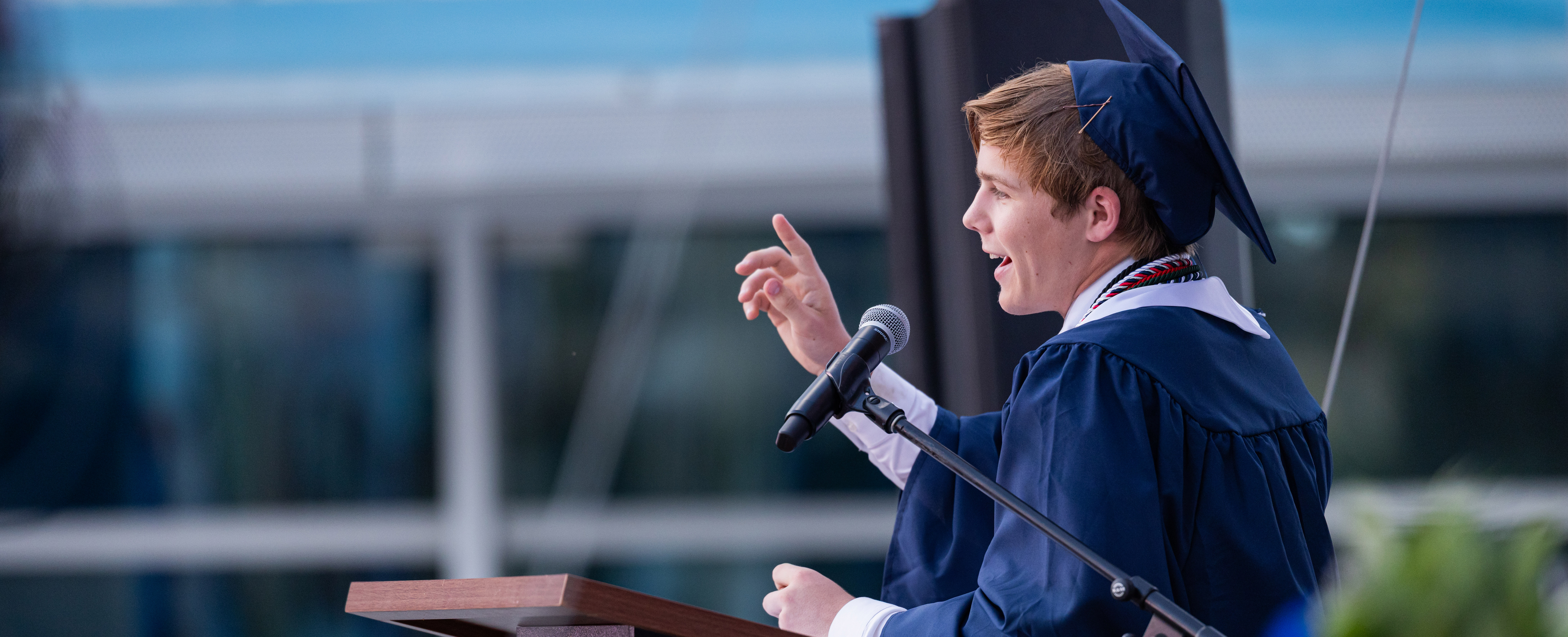 Graduation speaker at podium