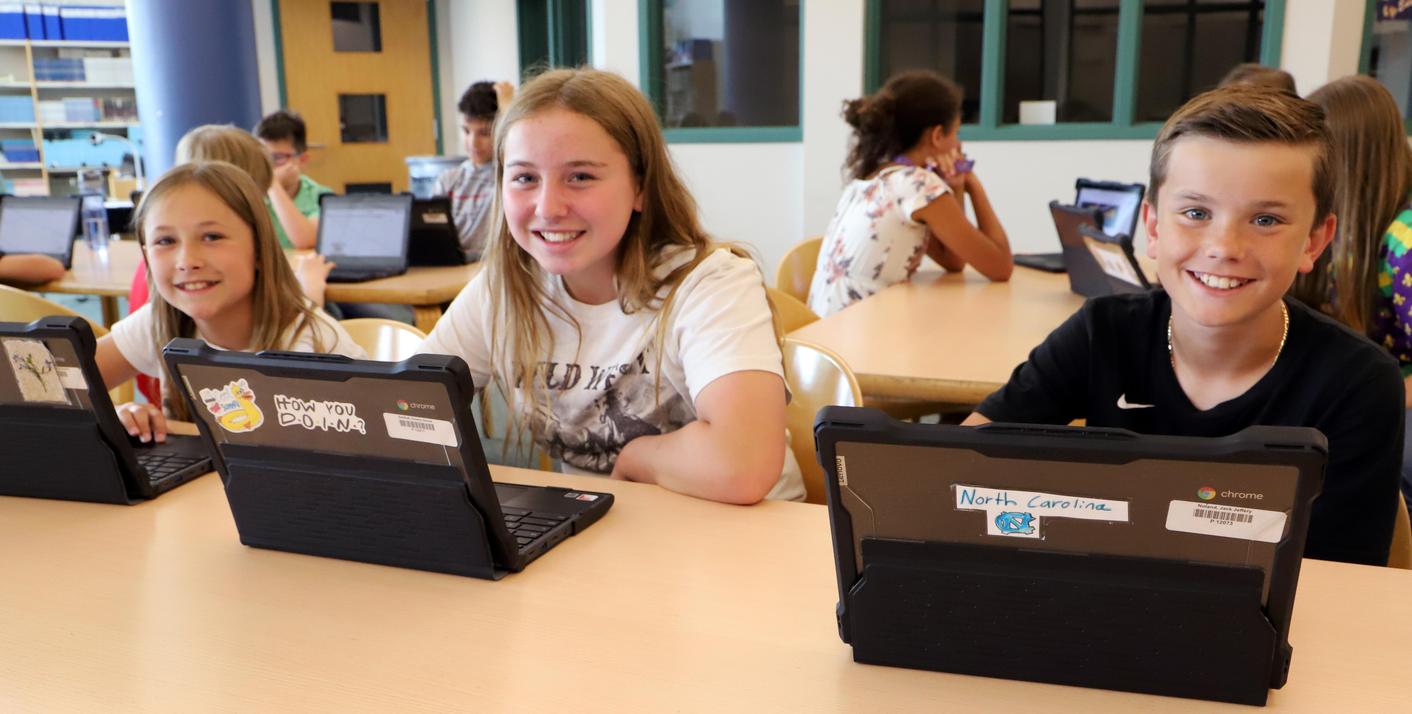 Students on their chromebooks