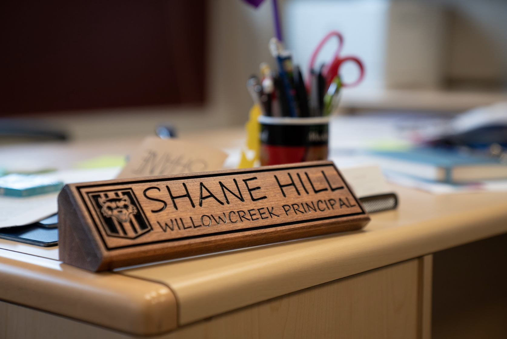View of Principal Shane Hill's Desk