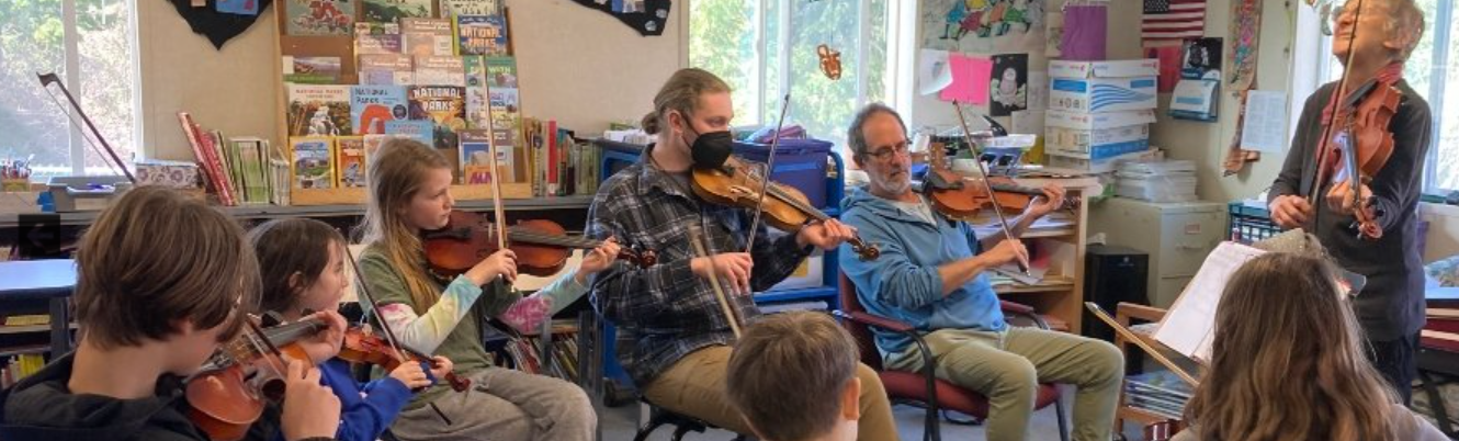 Students playing instruments 