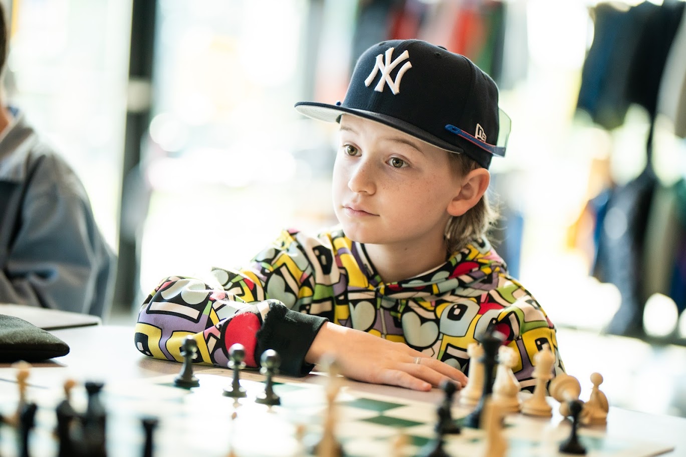 student playing chess