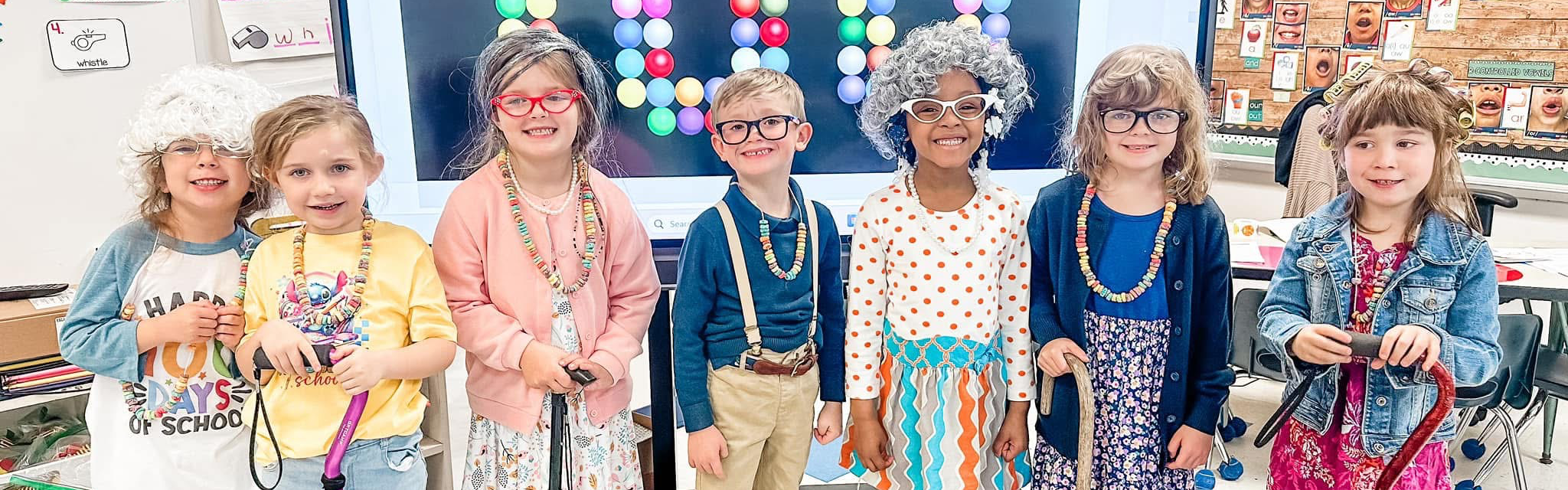 Students dressed up as old people for 100th day of school