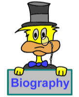 Ducksters website graphic that says "Biography"