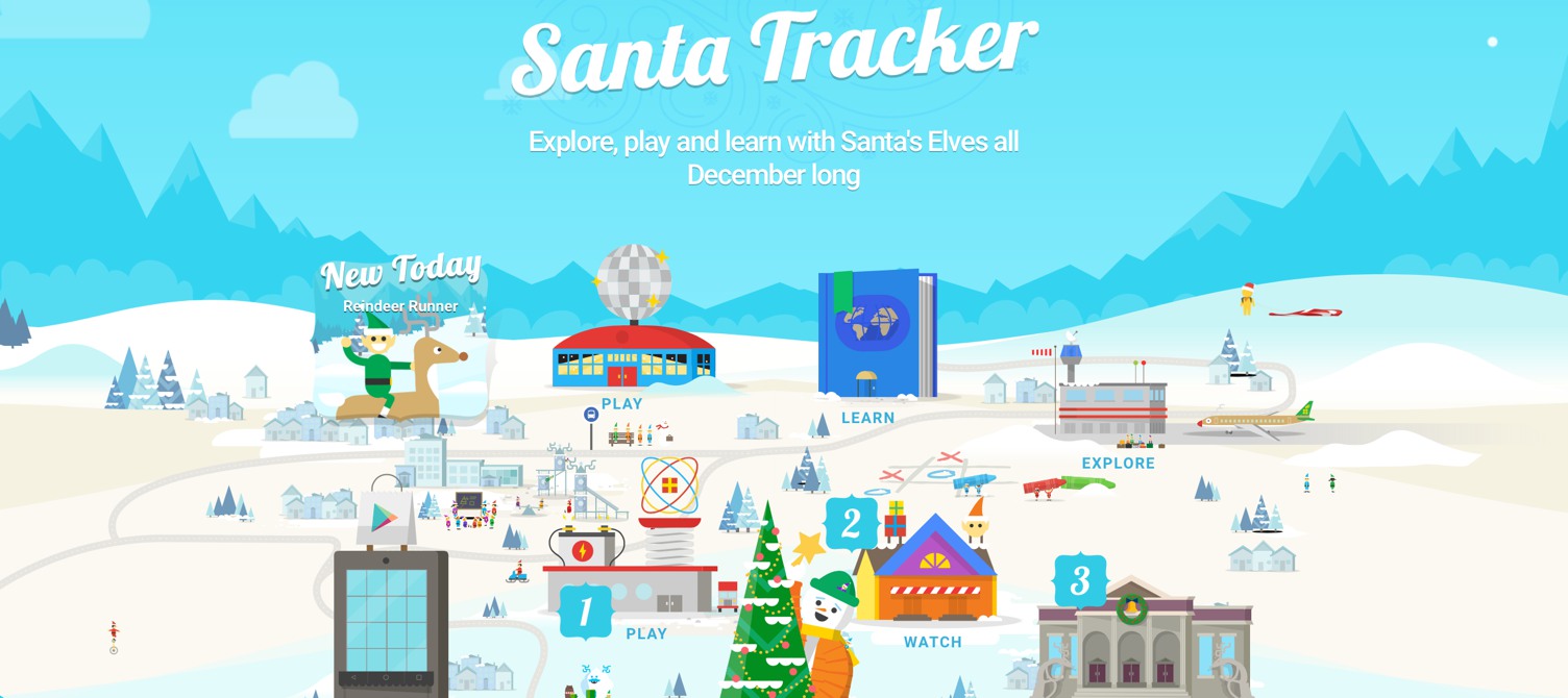 A graphic for Google's Santa Tracker website