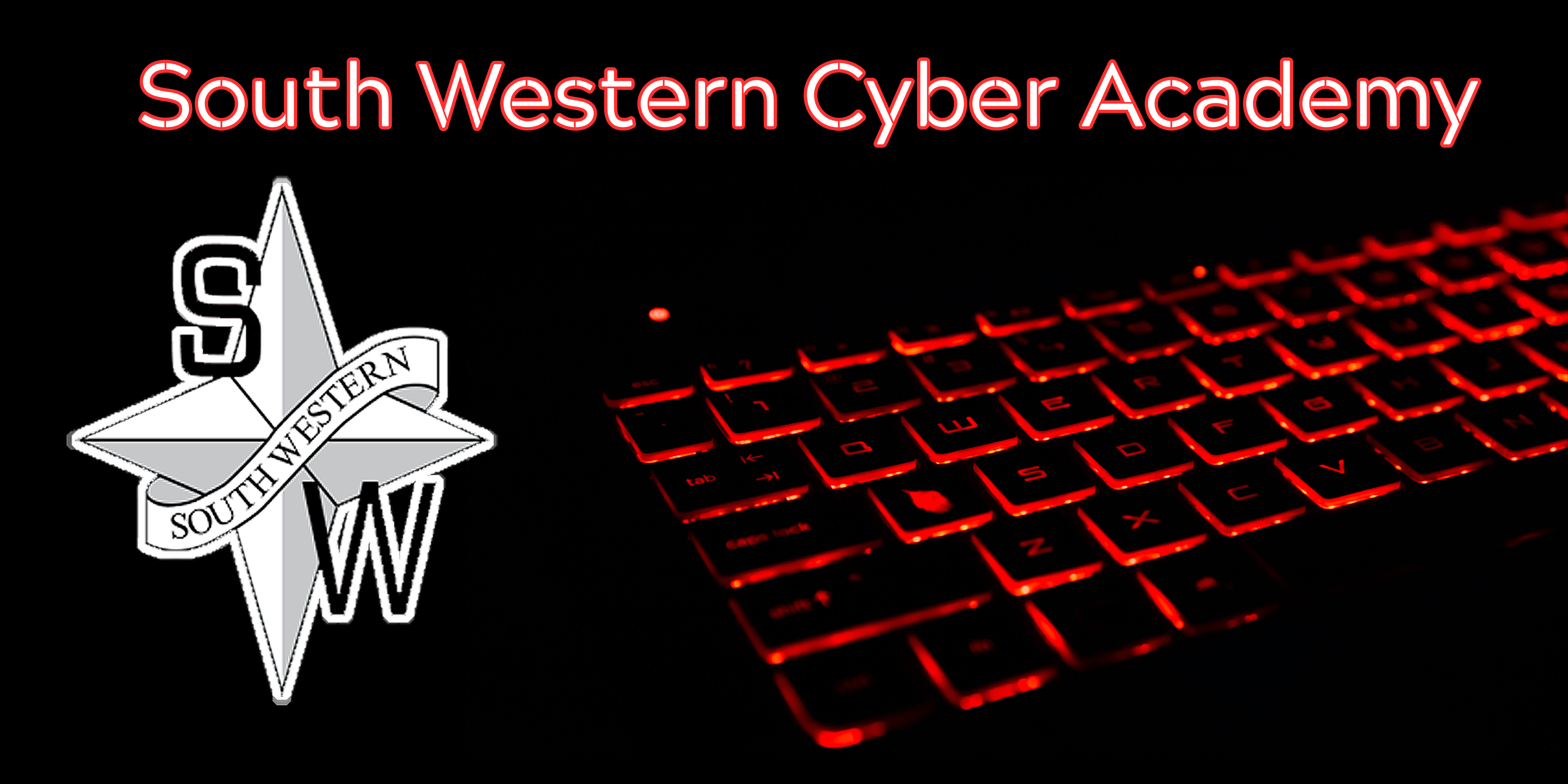 SWCA Red Keyboard Black Background with School Logo