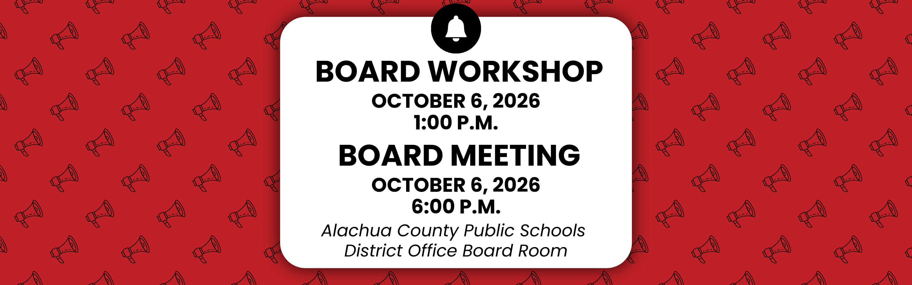 upcoming board workshop and meeting on October 6