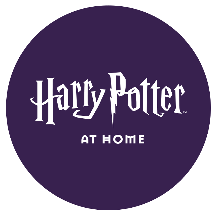 Logo of "Harry Potter at Home," featuring iconic elements from the Harry Potter series in a whimsical design.