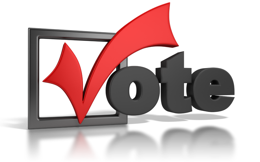 Vote button graphic in vibrant colors, featuring a hand symbol and the word "Vote" prominently displayed.
