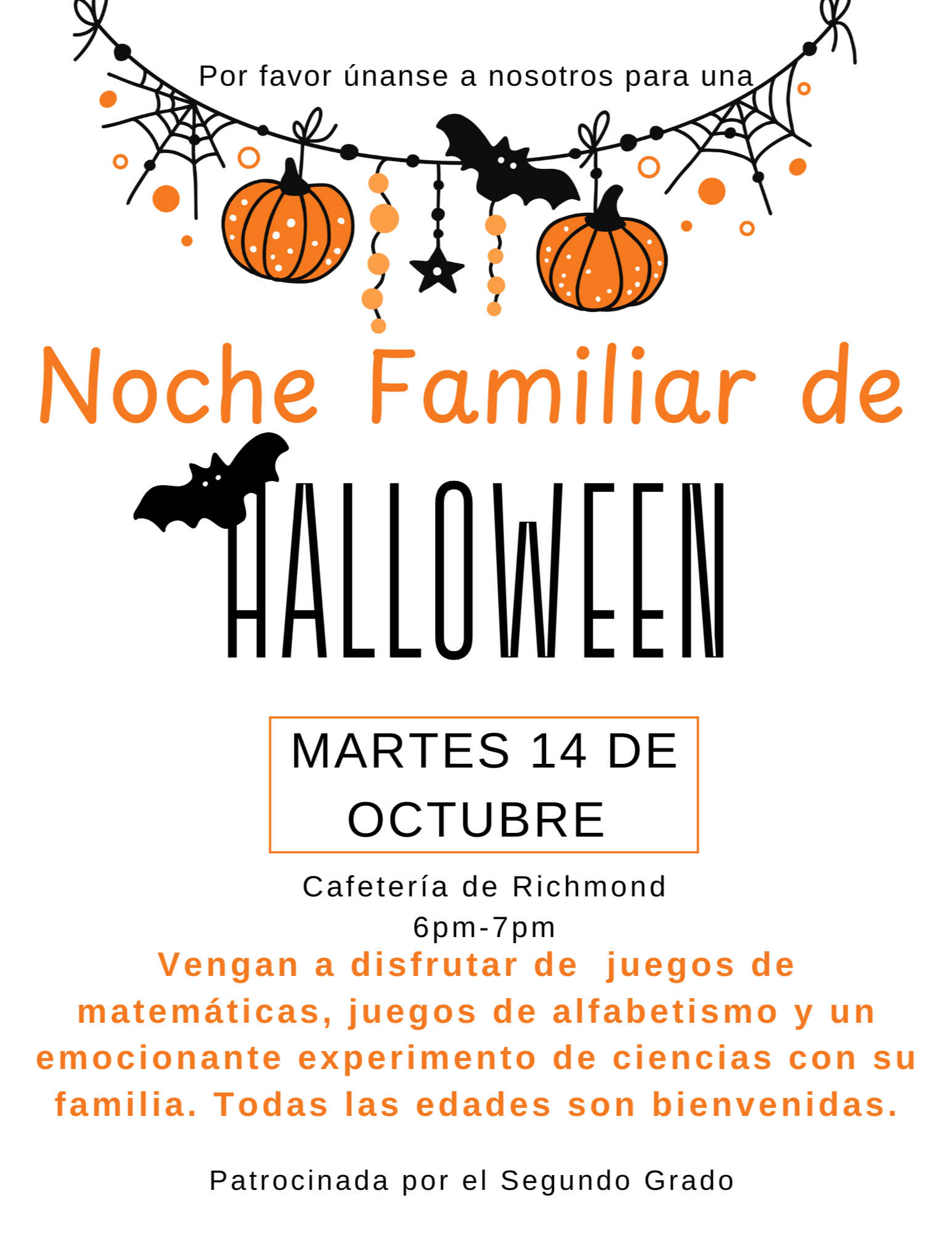 Halloween Family Night Flyer in Spanish 