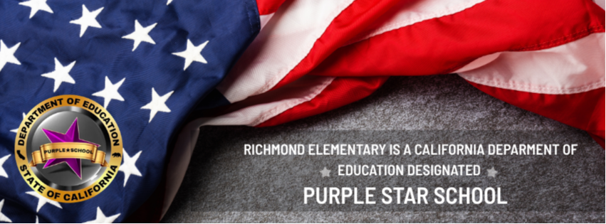 Purple Star School designation from the California Department of Education displayed in a classroom setting.