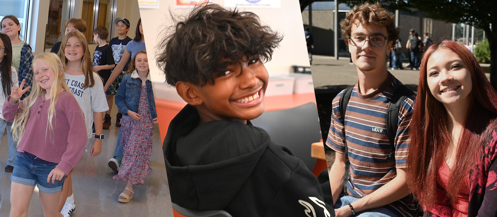 Kids from elementary to middle school smile on first day of classes