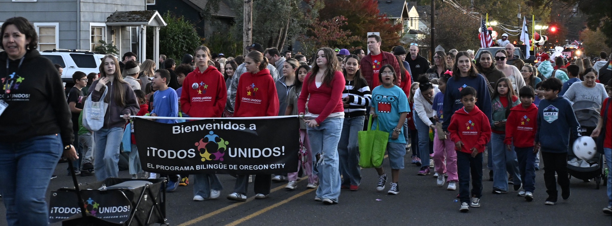 Students on a float for the homecoming parade