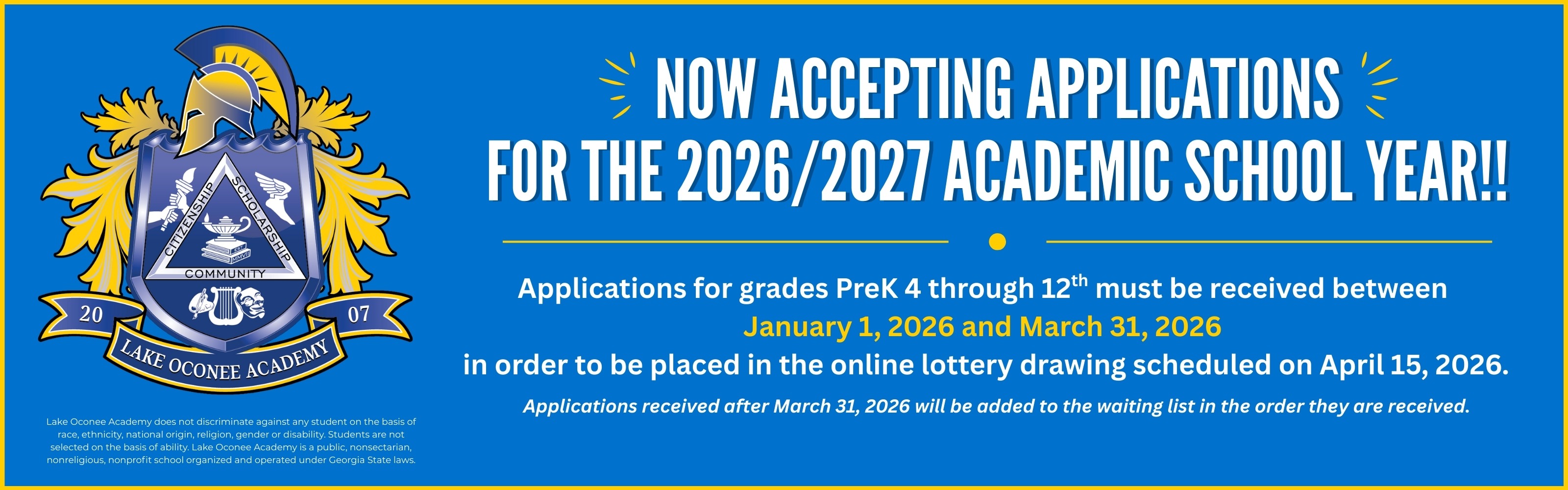 2026/27 Application Open 