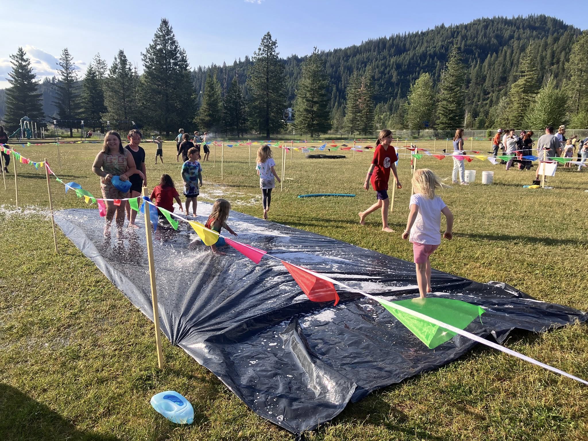 kids on slip and slide