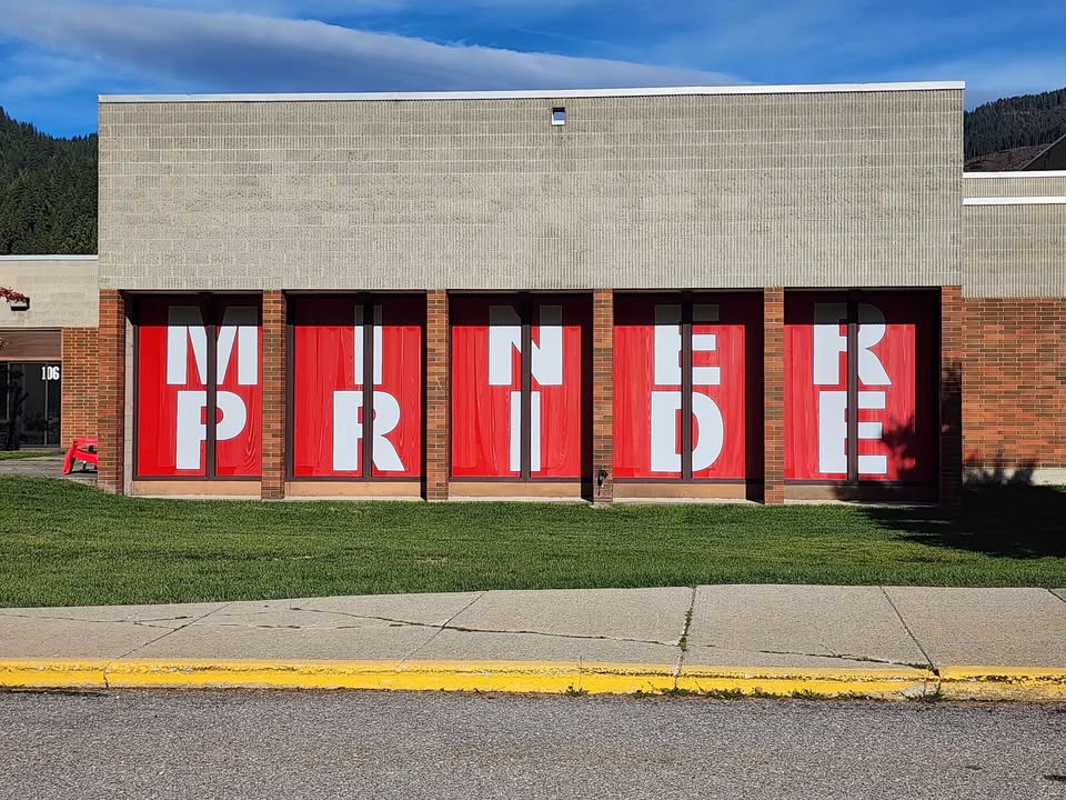 Miner Pride text on library